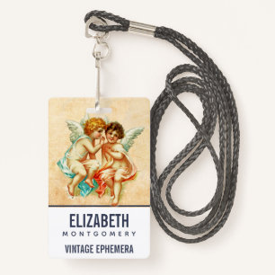  Ephemera Angel Cherubs Illustratie Badge