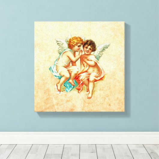  Ephemera Angel Cherubs Illustratie Canvas Afdruk (Insitu (Houten vloer))