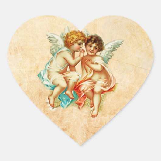  Ephemera Angel Cherubs Illustratie Hart Sticker (Voorkant)