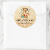 Ephemera Angel Cherubs Illustratie Ronde Sticker (Tas)