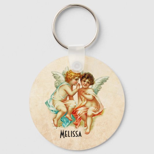  Ephemera Angel Cherubs Illustratie Sleutelhanger (Voorkant)