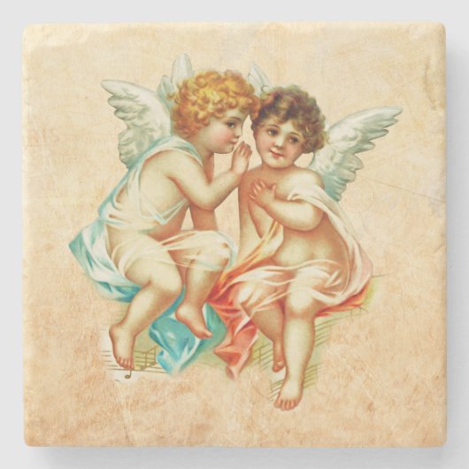 Ephemera Angel Cherubs Illustratie Stenen Onderzetter (Voorkant)