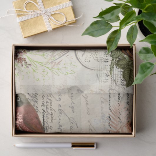  Ephemera Bird Herfst Flower Script Decoupage Tissuepapier (Geschenk)