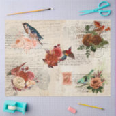  Ephemera Bird Herfst Flower Script Decoupage Tissuepapier (Craft)