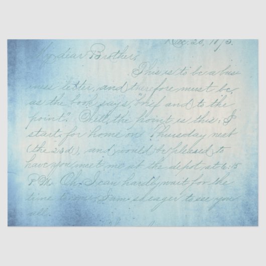 Ephemera Blauw Document Reeksontwerp 4 Tissuepapier (Voorkant)