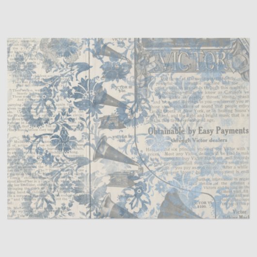 Ephemera Blue Paper Series Design 15 Tissuepapier (Voorkant)