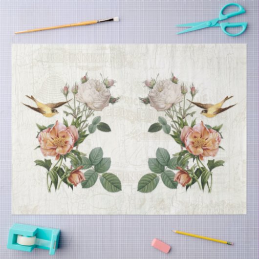 Ephemera Botanische Vogels Bloemen Decoupage Tissuepapier (Craft)