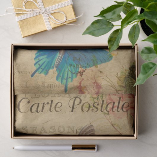 Ephemera Briefkaart Blue Butterfly Tissuepapier (Geschenk)