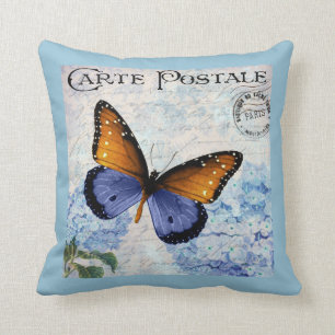 Ephemera Briefkaart Butterfly Blue Floral Kussen