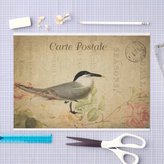 Ephemera Briefkaart Cute Bird Decoupage Tissuepapier (Craft)