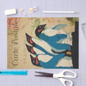 Ephemera Briefkaart Penguins Floral Decoupage Tissuepapier (Craft)
