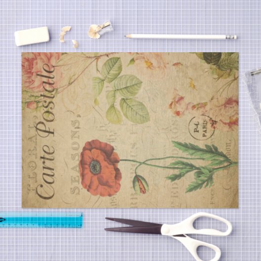 Ephemera Briefkaart Red Poppy Tissuepapier (Craft)