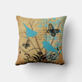 Ephemera Bright Moderne Bird Butterfly Kussen (Achterkant)