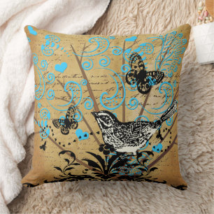 Ephemera Bright Moderne Bird Butterfly Kussen