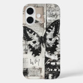 Ephemera Butterfly Scrapbook Monogram Case-Mate iPhone Case (Achterkant)