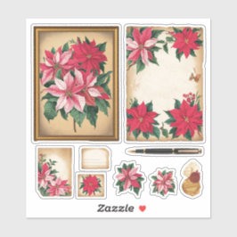  Ephemera Christmas Poinsettia Stickers