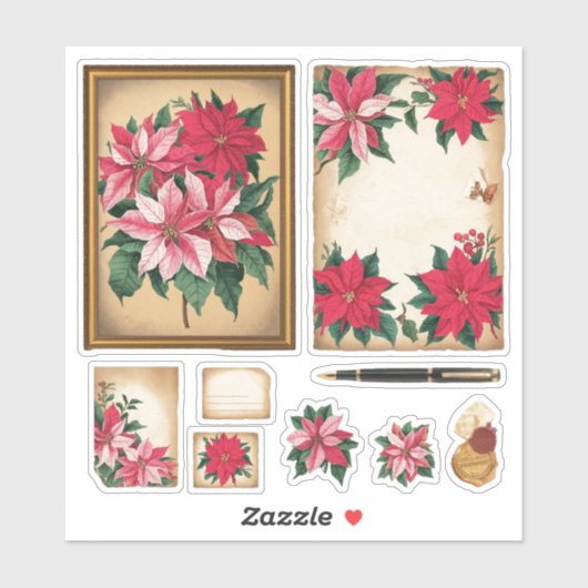  Ephemera Christmas Poinsettia Stickers (Vel)