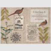 Ephemera Coffee Beans Bird Masculine Tan Decoupage Tissuepapier (Voorkant)