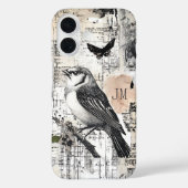 Ephemera Collage Bird Scrapbook Monogram Case-Mate iPhone Case (Achterkant)