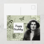 Ephemera Collage Birthday Briefkaart (Voorkant / Achterkant)