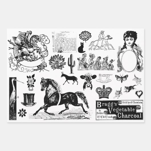  Ephemera Collage, Decoupage papier Inpakpapier Vel (Voorkant)