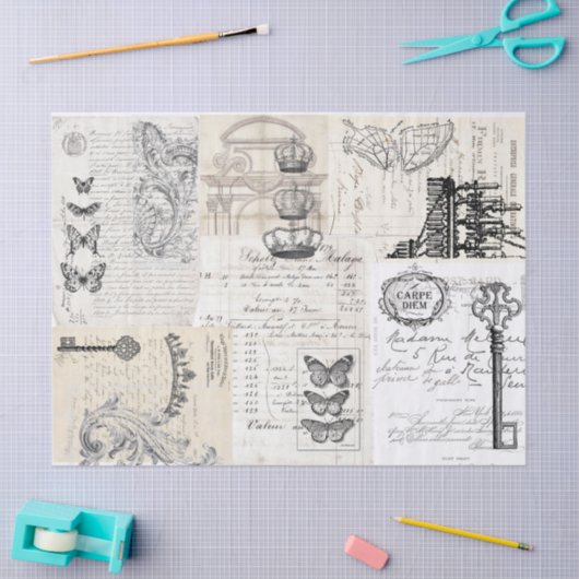 Ephemera Collage Decoupage Sheet Tissuepapier (Craft)