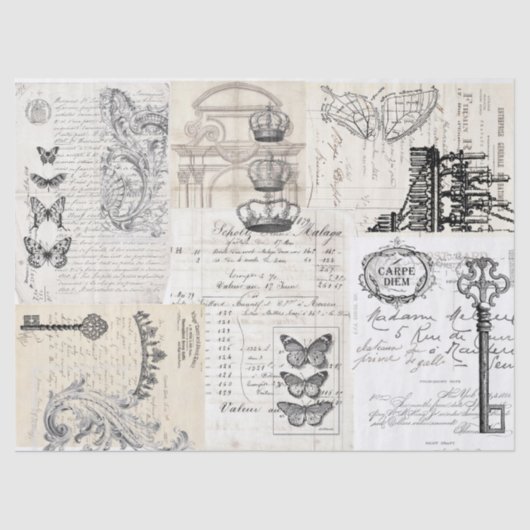 Ephemera Collage Decoupage Sheet Tissuepapier (Voorkant)
