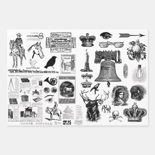 Ephemera Collage papieren bladen voor ontkoppeling Inpakpapier Vel (Voorkant 3)