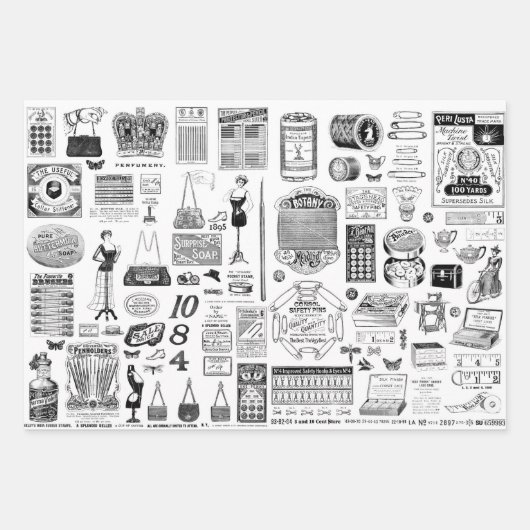 Ephemera Collage papieren bladen voor ontkoppeling Inpakpapier Vel (Voorkant)