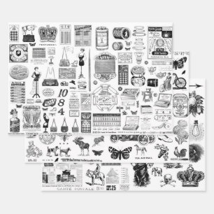 Ephemera Collage papieren bladen voor ontkoppeling Inpakpapier Vel