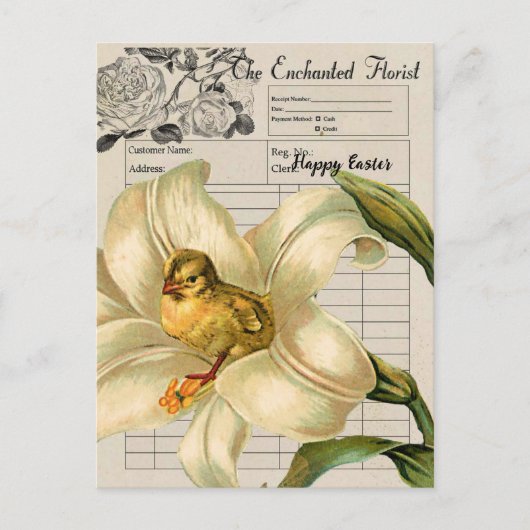 Ephemera Collage Pasen Briefkaart (Voorkant)