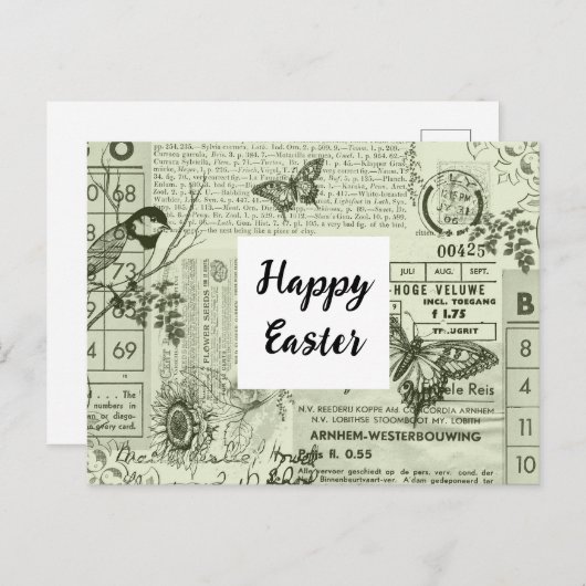  Ephemera Collage Pasen Briefkaart (Voorkant / Achterkant)