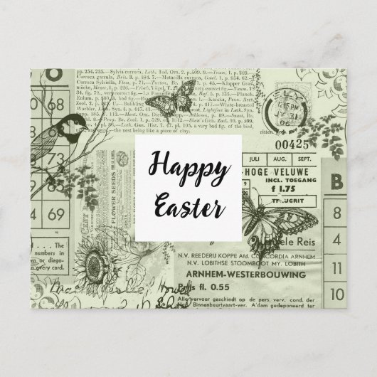  Ephemera Collage Pasen Briefkaart (Voorkant)