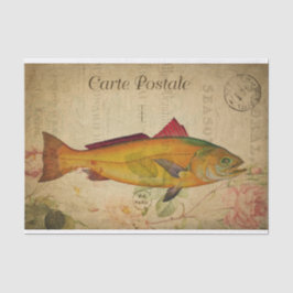Ephemera Colorful Salmon Bass Fish Decoupage Tissuepapier