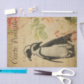 Ephemera Cute Penguins roze Roses Floral Tissuepapier (Craft)