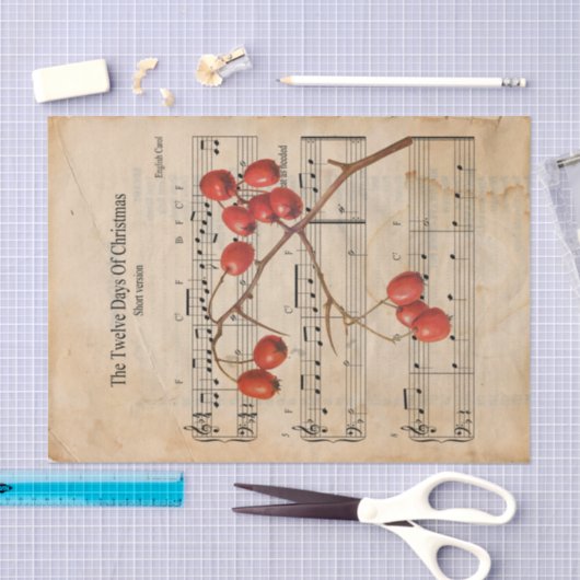 Ephemera De twaalf dagen kerstontkoppeling Tissuepapier (Craft)