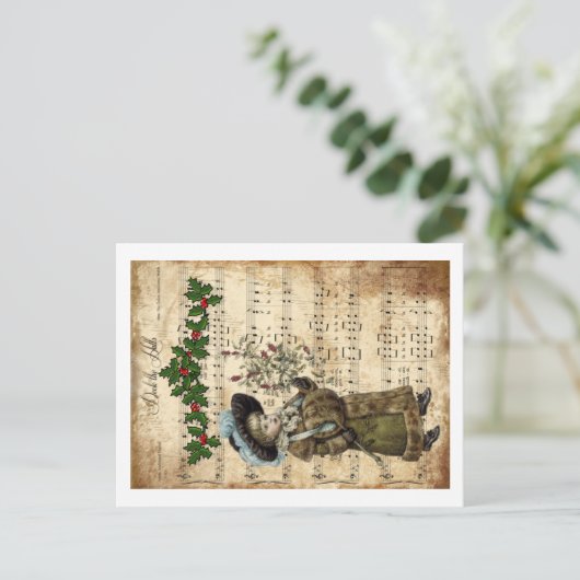 Ephemera Dech the Hall Kerstcarol Script Feestdagenkaart (Staand voorkant)