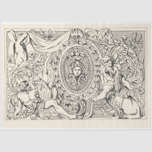 Ephemera Decoupage Antiek Illustratie Tissuepapier (Voorkant)