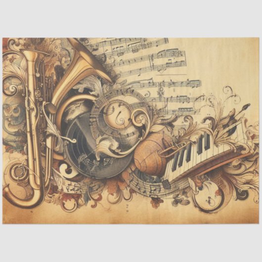 Ephemera Decoupage Meubels Scrapbooking Muziek Tissuepapier (Voorkant)