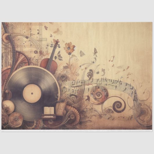 Ephemera Decoupage Meubels Scrapbooking Muziek Tissuepapier (Voorkant)