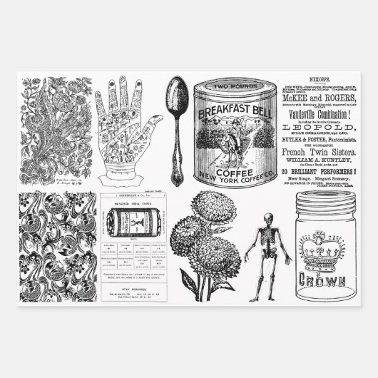  Ephemera Decoupage of Collage Papierbladen Inpakpapier Vel (Voorkant)