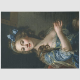 Ephemera Decoupage Vrouw in Blauwe Jurk Tissuepapier