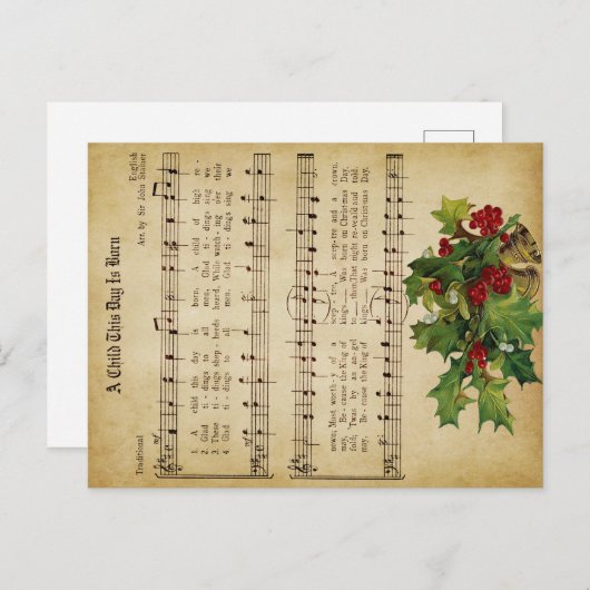 Ephemera Een kind Deze dag wordt geboren met kerst Feestdagenkaart (Voorkant / Achterkant)