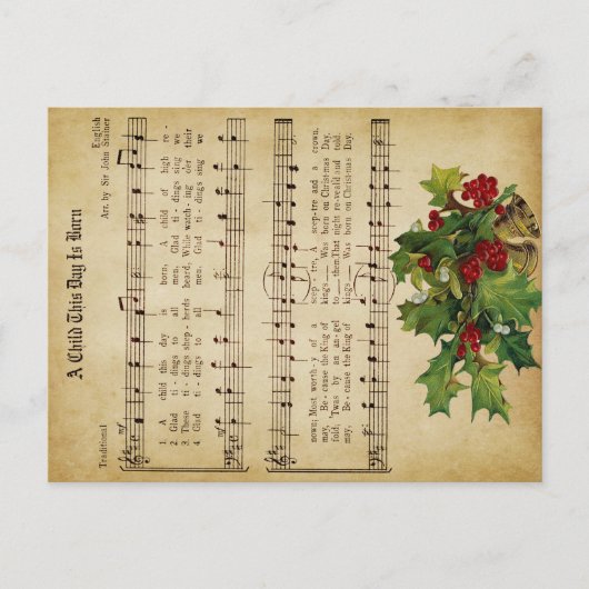 Ephemera Een kind Deze dag wordt geboren met kerst Feestdagenkaart (Voorkant)