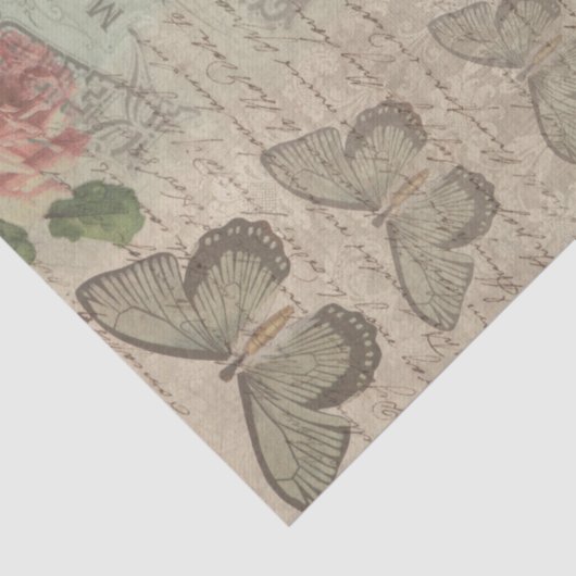 Ephemera en Butterflies Shabby Chic Tissuepapier (Detail)