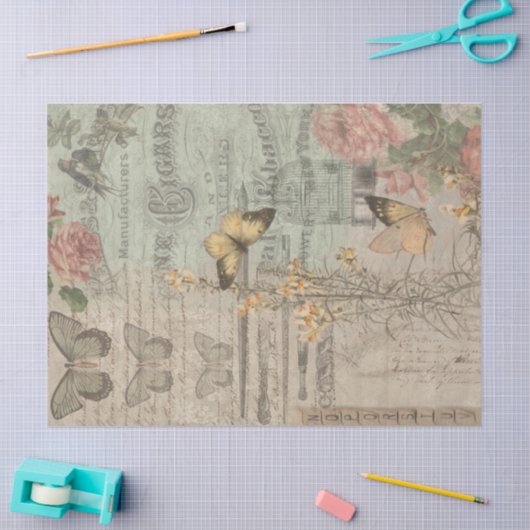  Ephemera en Butterfly Shabby Chic Decoupage Tissuepapier (Craft)