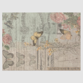 Ephemera en Butterfly Shabby Chic Decoupage Tissuepapier
