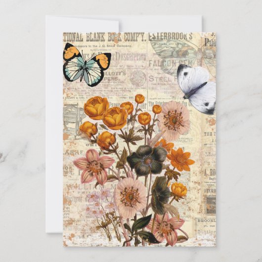 Ephemera esthetische stijlvolle verjaardagsfeestj kaart (Achterkant)