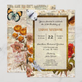 Ephemera esthetische stijlvolle  verjaardagsfeestj kaart (Voorkant / Achterkant)