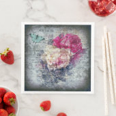 Ephemera Floral Butterfly Newsprint ontkoppeling Servet (Insitu)